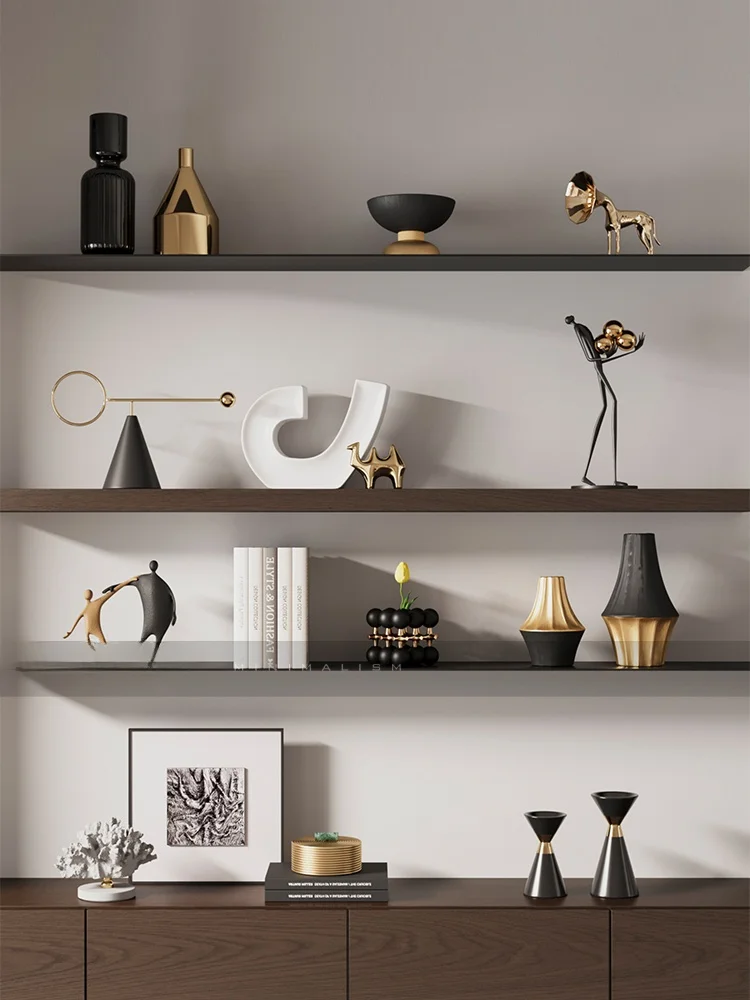 

Современный роскошный итальянский минималистичный декор для гостиной: открытая полка-витрина, высококачественное керамическое настольное украшение