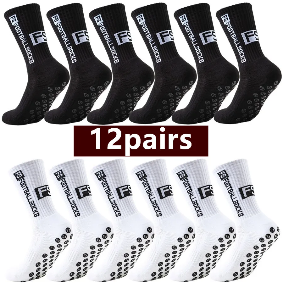 

12pairs mens womens non slip grip tennis skateboard professional towel bottom breathable shockproof athletic socks