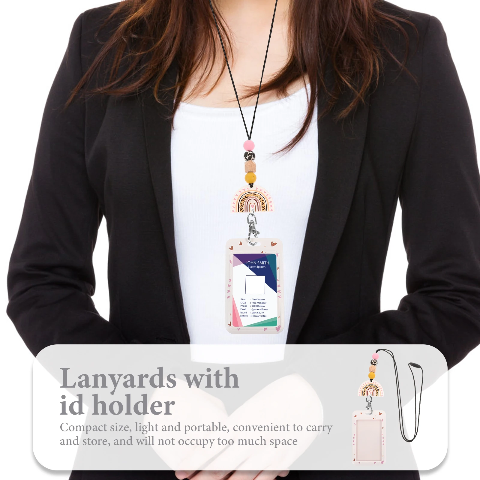 

ID Card Holder with Lanyard for Name Badge Holders Sleeve Zinc Alloy Vertical Office Lanyards