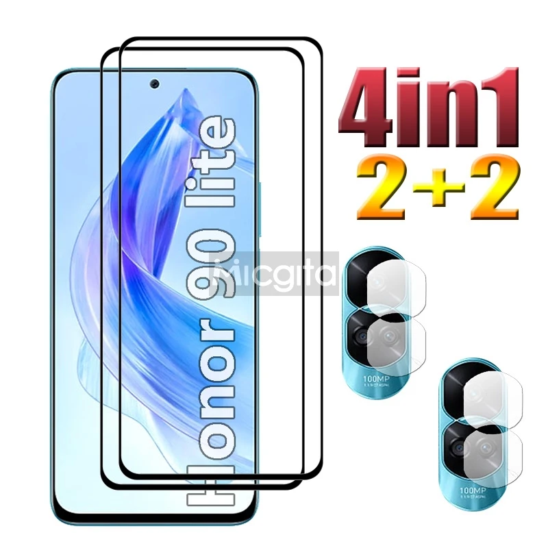 

2+2 Full Protector For Honor 90 Lite Screen Protector 9H Tempered Glass and Soft Fiber Lens film