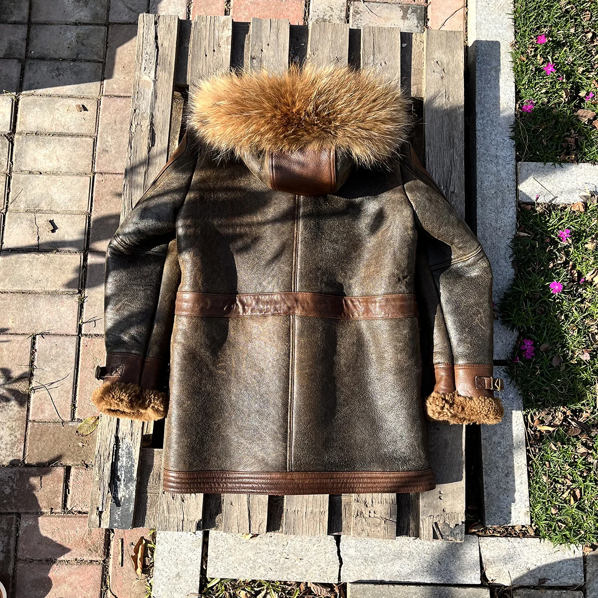 SDN3B European US Size High Quality Super Warm Genuine Sheep Leather N3B Shearling Bomber Fur Jacket