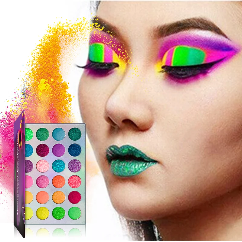 Vibrant Fluorescent Eyeshadow Palette - Sparkling Makeup Long-Lasting Highlighter,Glow in the Dark Makeup Highlighter Eye Makeup