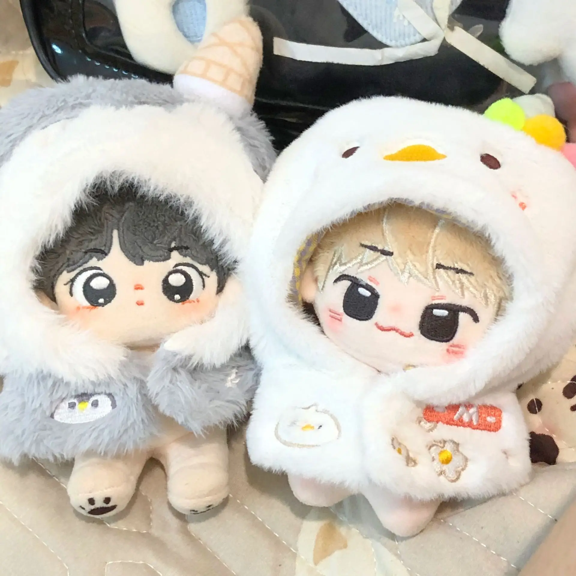 Love And Deep Space Cotton Doll Clothes Animals Plush Jumpsuit Fox Penguin Headgear Fluffy Hooded Outfit Cute Dress Up Gift 10cm
