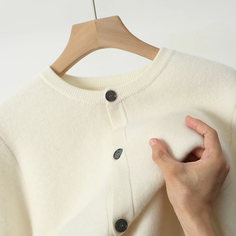 عالية الجودة الرجال الشتاء سميكة الكشمير سترة الياقة المستديرة سترة 100% ميرينو الصوف تريكو ملابس غير رسمية لينة الدافئة