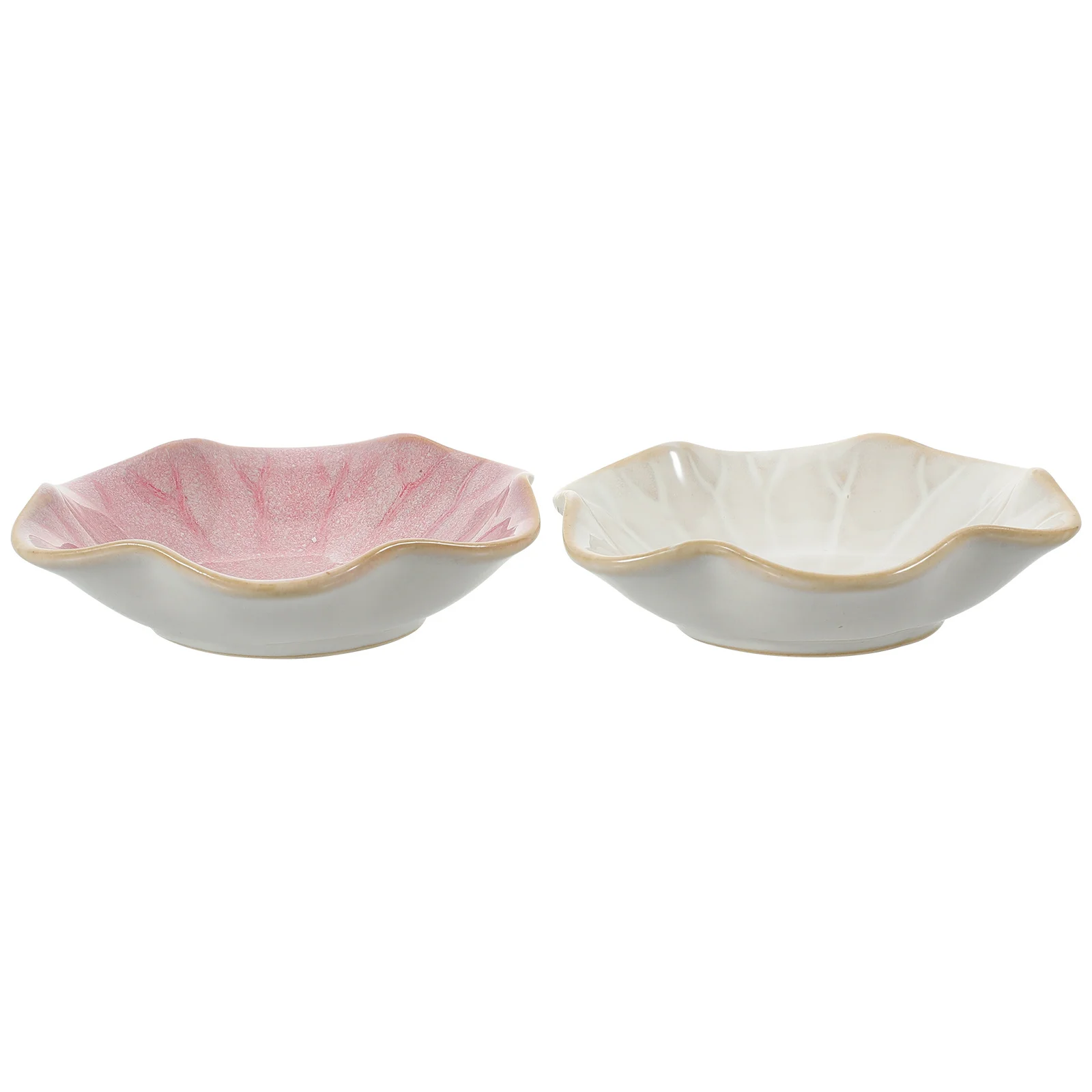 2Pcs Elegant Lotus Flower Jewelry Tray Ceramic Ring Dish Exquisite Texture Home Bathroom Coffee Table Decor Jewelry Holder