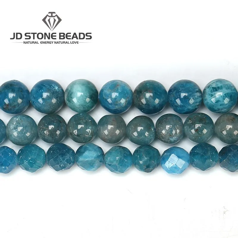 Natural Stone Blue Apatite Beads Round Loose Spacer Gem Bead for Jewelry Making DIY Charm Bracelet Necklace Earring Accessroies