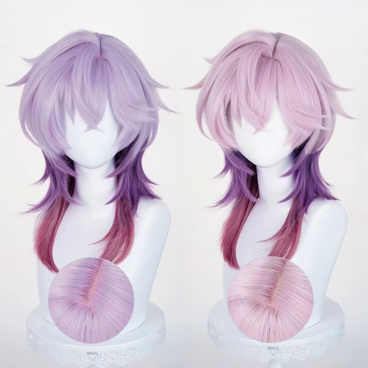 لعبة Genshin Durin شعر مستعار تأثيري الأرجواني التدرج شعر مستعار تأثيري أنيمي مقاومة للحرارة بيروكات صناعية لجميع القديسين كرنفال حفلة كوس #1