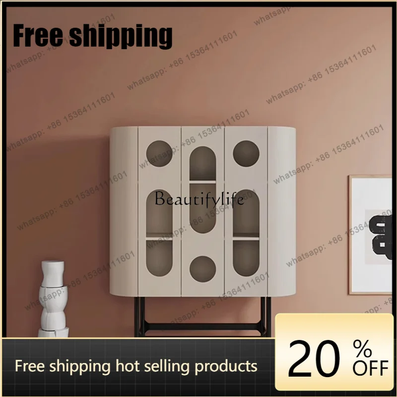 jj5  Meet The Simple Roast Personalized Door Panel Cupboard Side Cabinet View Hall Storage Arc Irregular Wine Cabinet
