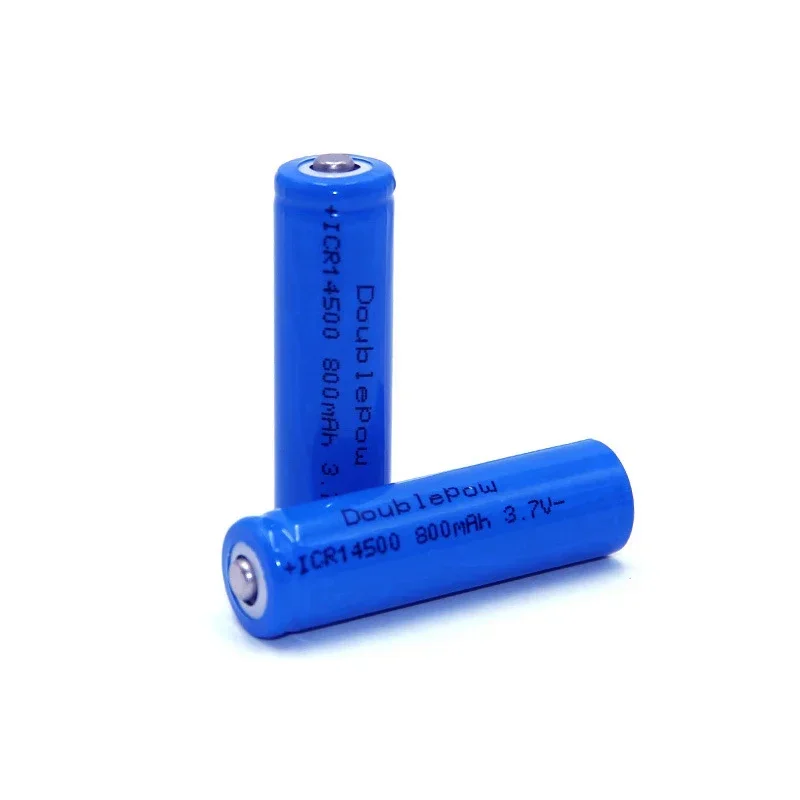 Doublepow 14500 AA 3.7V Lithium Battery 800mAh Icr14500 Rechargeable Batteries Full Capacity for Led Torch Remote Control Toys