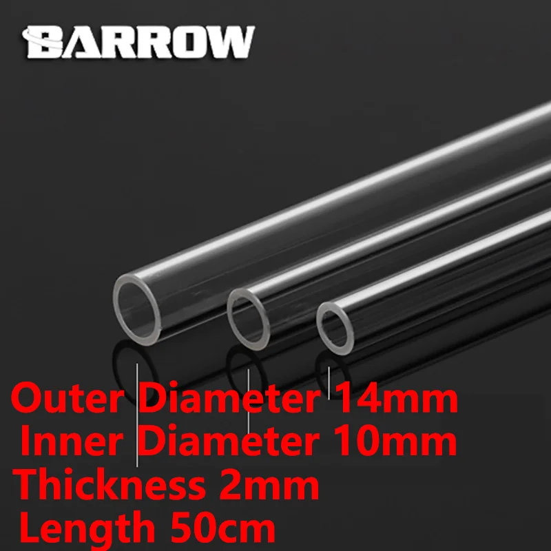 Barrow PMMA/PETG Hard Tube ID8mm/OD12mm - ID10mm/OD14mm -ID12mm/OD16mm Length 50cm Transparent Pipe Acrylic PETG Tube 2pcs/Lots