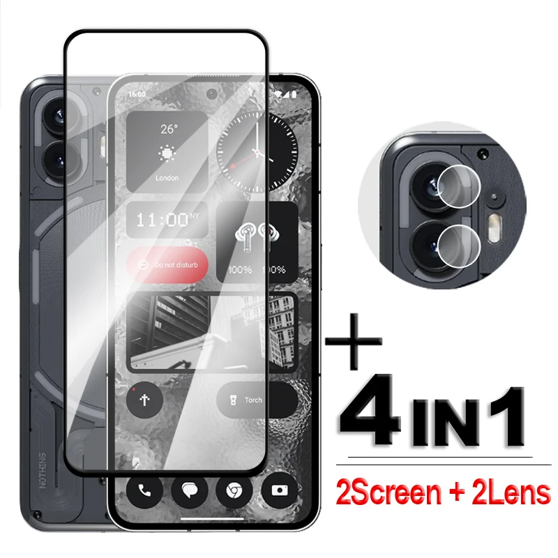 4in1 For Nothing Phone 2 Glass For Nothing Phone (2) Tempered Glass 2.5D Full Cover Screen Protector For Nothing Phone 2 1 Film