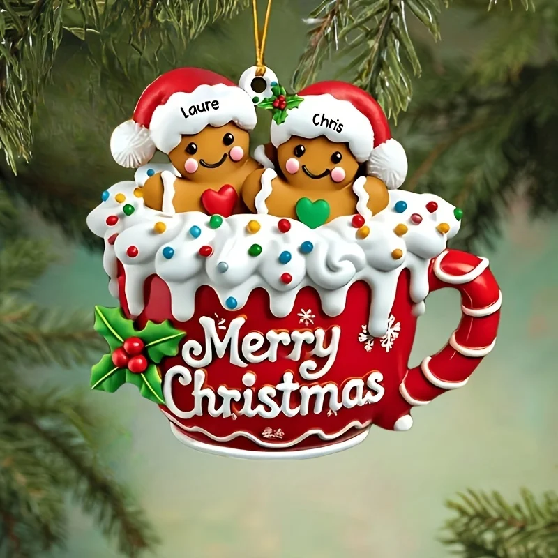 1 قطعة 2D شخصية الاكريليك الزنجبيل الأسرة عيد الميلاد زخرفة-اسم مخصص ، عطلة الديكور السنة الجديدة ، الذكرى السنوية #1