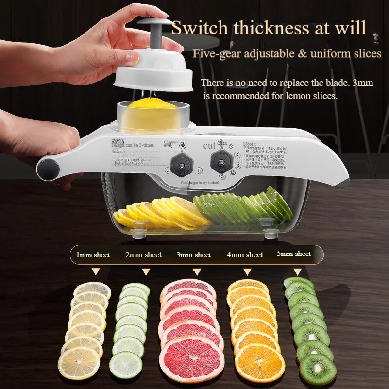 Multi-Functional Slicer for Lemon Fruit Potato - Efficient Home & Commercial Use Kitchen Cutting Tool with Quick-Slice Design