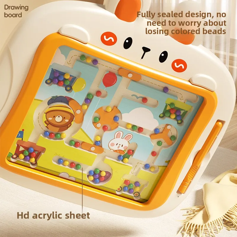لوحة رسم مغناطيسية للأطفال، لعبة التحكم في القلم المغناطيسي التعليمية، المتاهة المغناطيسية مع الخرز المتداول ومتعة الفرز #4