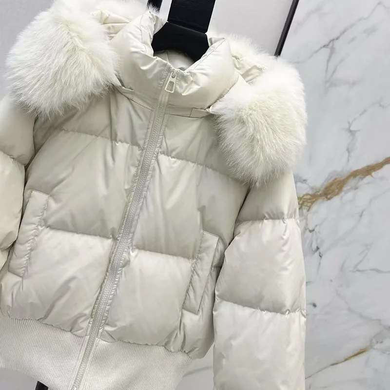 سترة نسائية كاجوال دافئة مقاومة للرياح، سترة عالية الجودة، 2025، شتاء، وصول جديد، طراز Y2K، سترة قصيرة بياقة من فرو الثعلب #5