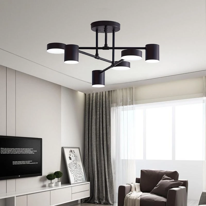 Nordic LED Chandelier Multi Heads Rotatable Iron Indoor Lighting For Living Room Bedroom Study Dining Room Hotel Lobby Luminaire