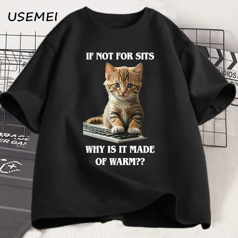 

Funny Cat on Keyboard Meme T Shirt Cute Adorable Kitten on Keyboard Graphic T Shirts Men Women Causal Short Sleeve Cotton Tshirt