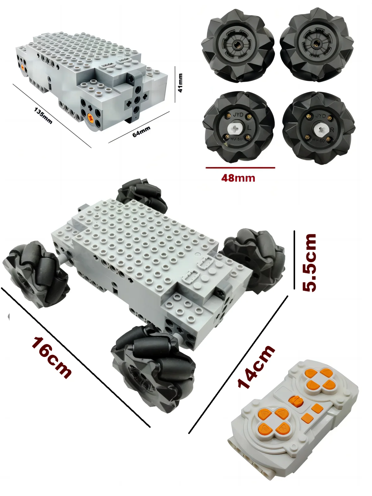 التقنية الكهربائية بنة Mecanum عجلات متعددة الاتجاهات 4WD سيارة مجنزرة خزان حفارة الهيكل السلطة RC لعب للأطفال #6