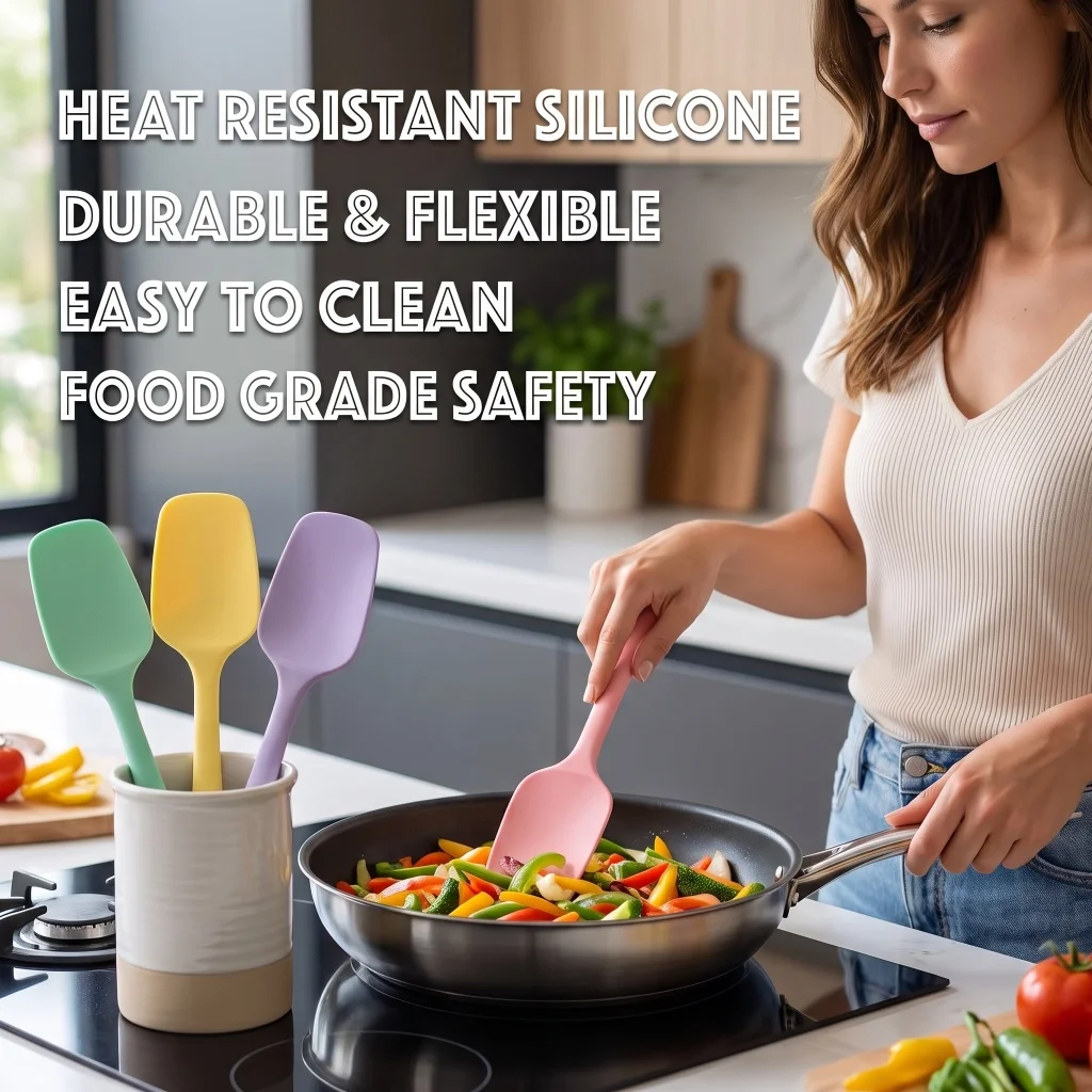 Food Grade Silicone Spatula Soft Flexible Heat Resistant Hanging Hole Mix Scrape Spread Cream Batter Baking Cooking Kitchen Tool