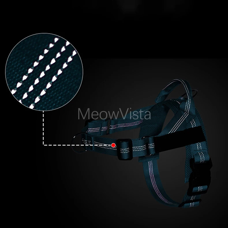 Custom Name No Pull Dog Harness Elastic Buffer Leash Set Adjustable Reflective Nylon Walking Lead for Small Medium Large Dogs