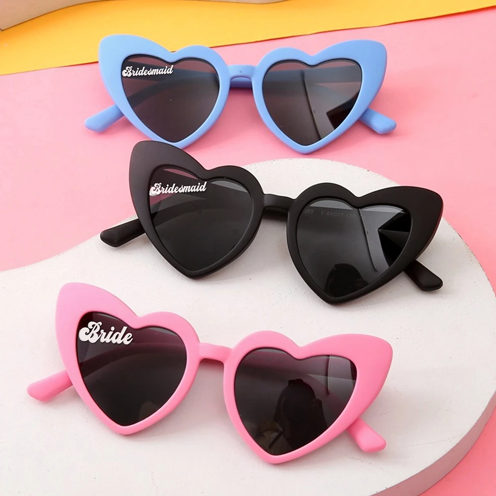 Personalized Wedding Heart Shape Bride Sunglasses Custom Party Favor Gifts For Guest Summer Party Bridesmaid Gift