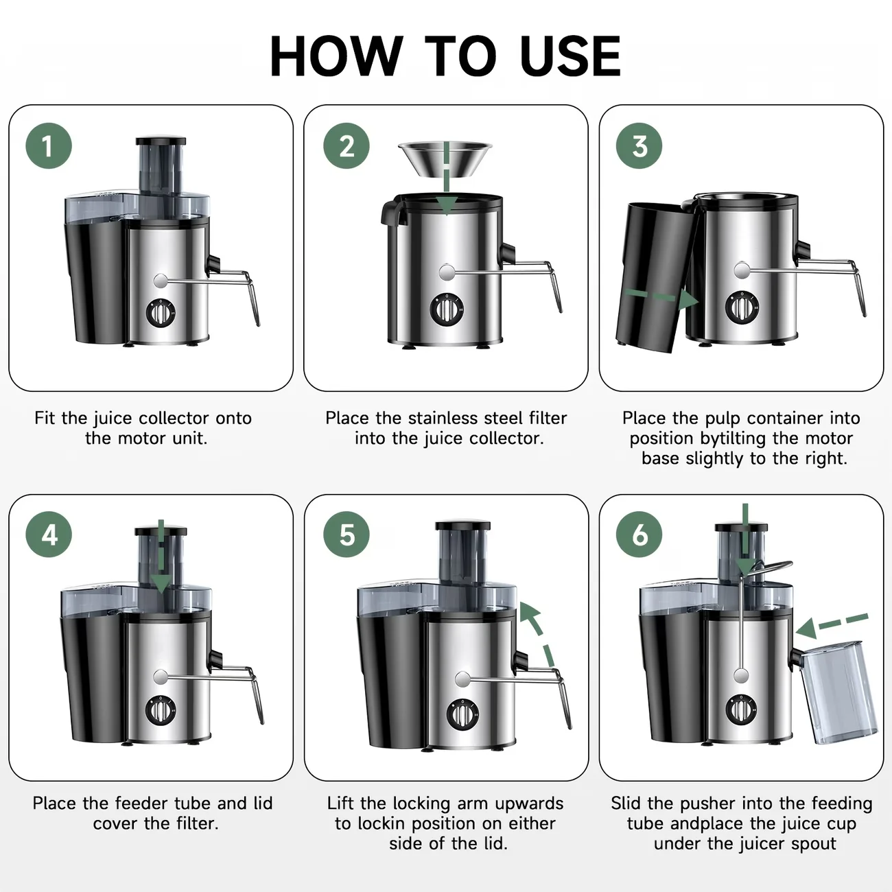 Multi-Function 3-Inch Wide Mouth Juicer Extractor - Easy Clean 3-Speed Settings Vegetable & Fruit Blender Ideal Christmas Gift image 7