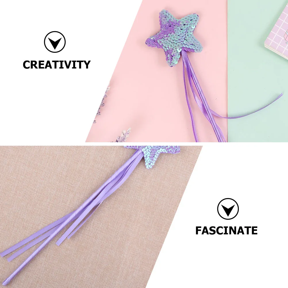 

3pcs Star-Shaped Fairy For Girls Decorative Kids Playthings Party Cosplay Wand Bright Color Shiny Photo Prop Stage