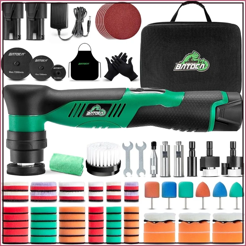 

Cordless Car Buffer Polisher Sander Dual Action & Rotary 1/2/3 Inch Pads,6 Speeds 2000-5500RPM Mini Polisher for Car Motorcycle