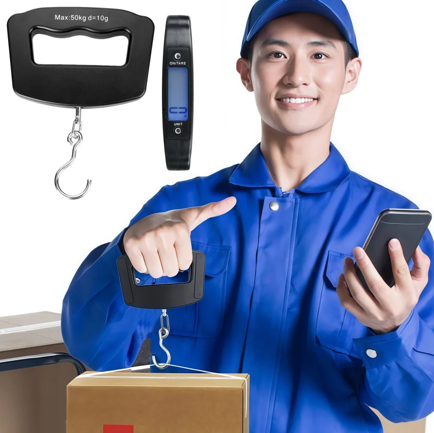 

1pcs 50Kg 10g Luggage Weight Scale, LCD Luggage Scale Travel Digital, Fish Scale, Home Electronic Portable Hanging Weight Hook Travel Luggage Scale