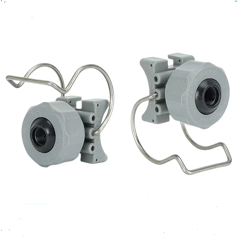 5pcs PP Adjustable ball flat fan spray jet Grey single clip with threaded ball nozzle