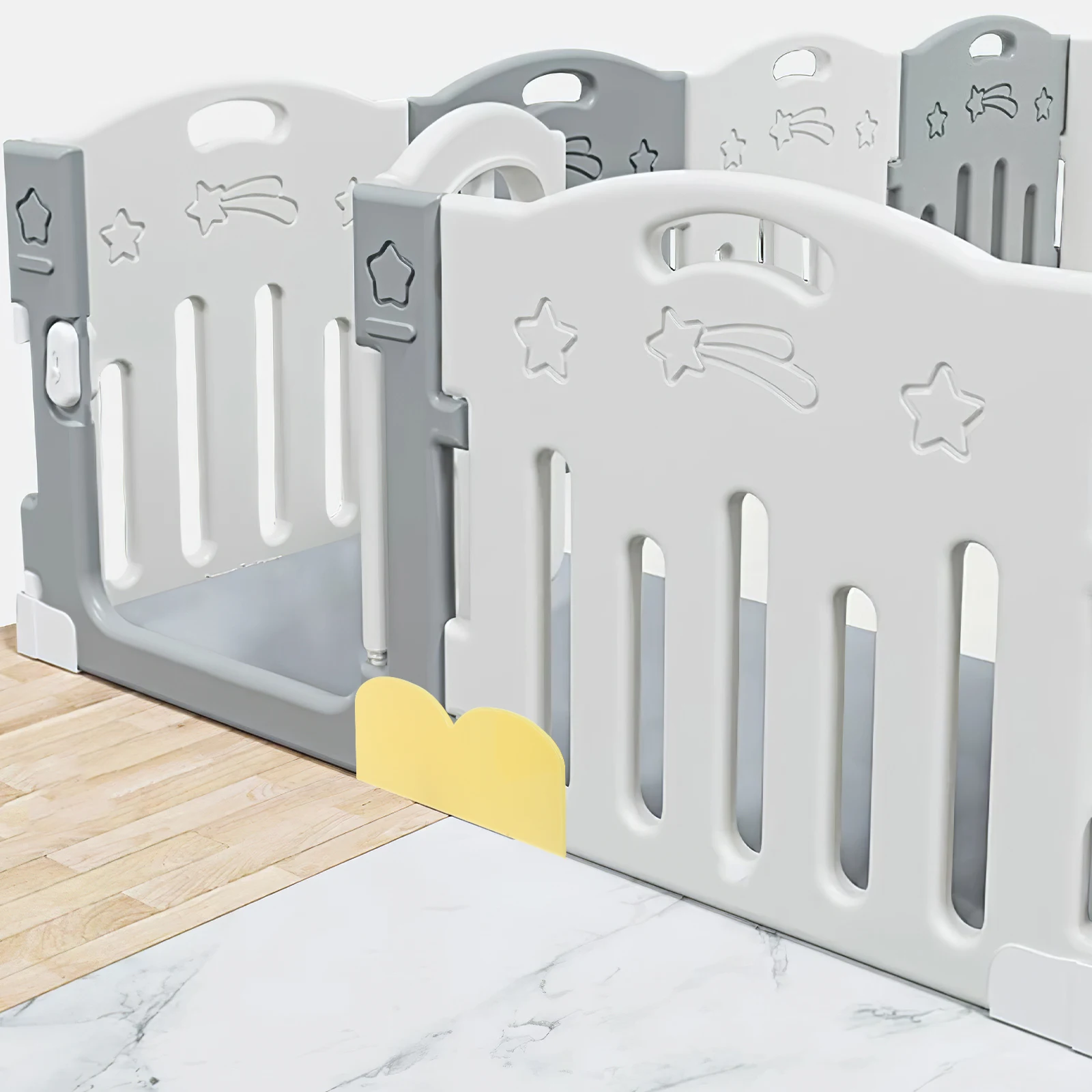 

2 Pcs Baby Gates Anti-slip Clip Playpen Stabilizer Plastic Yellow Bracket Component Floor Holder Base Support Child