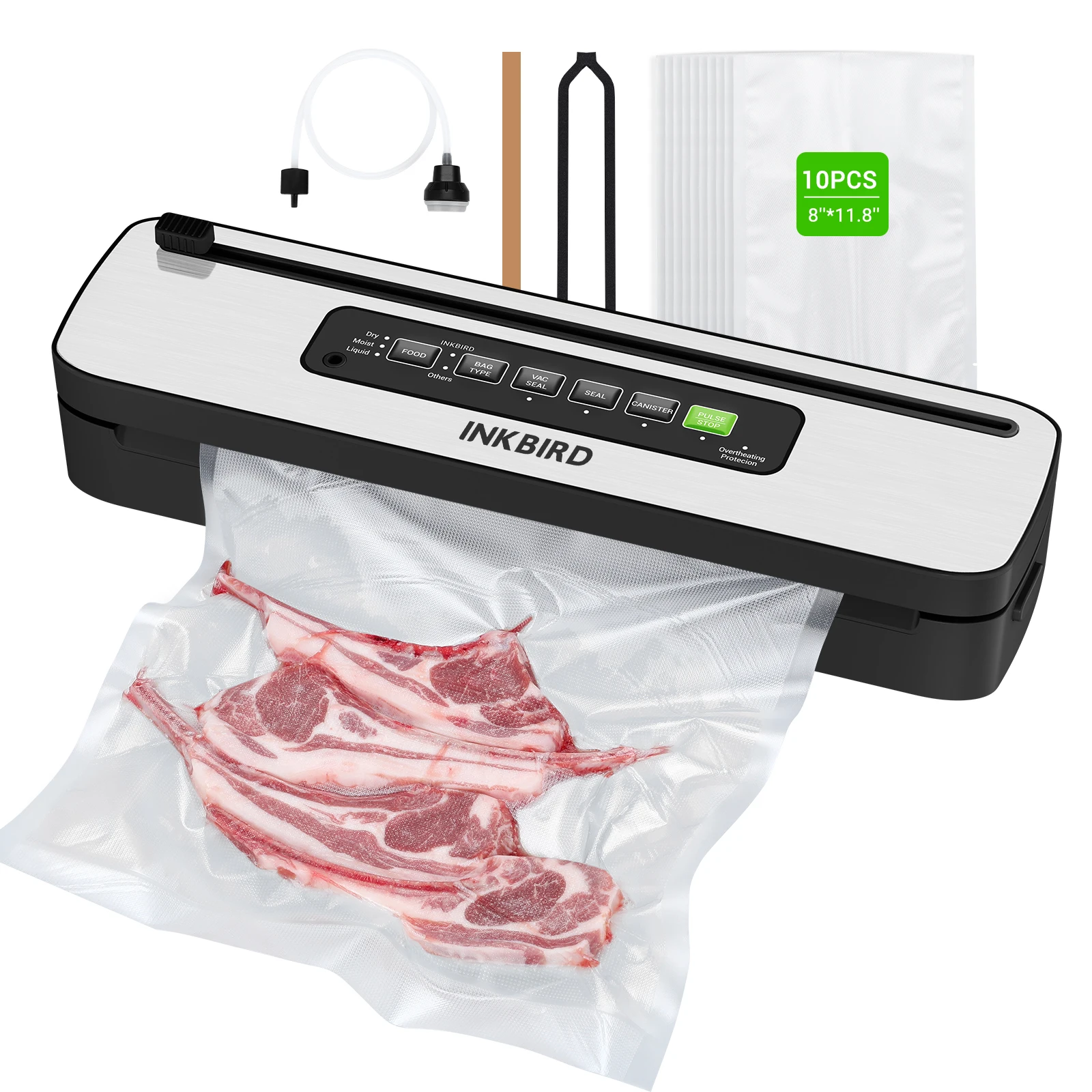 Inkbird-máquina Home Compacta do Aferidor do Vácuo com Bolsas de Vácuo Livres Vácuo Preto do Alimento do Agregado Familiar Modos do Cartucho Ink-vs05 220v