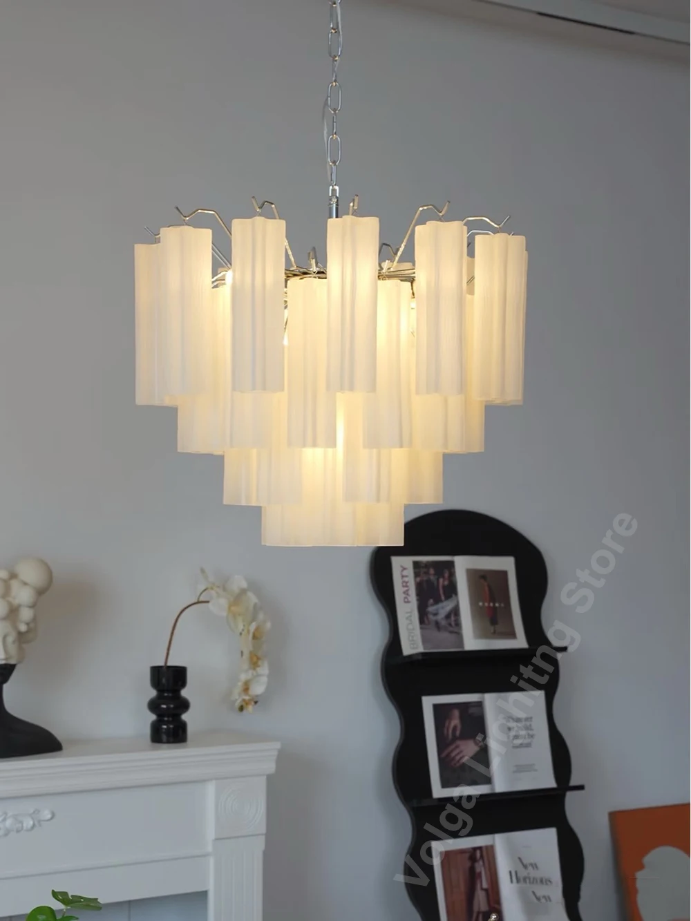 French Series Murano Glass Lampshades Chandelier Lights, Led E14 Dimmable Lighting for Ceiling, Living Room Decor Big Lampen