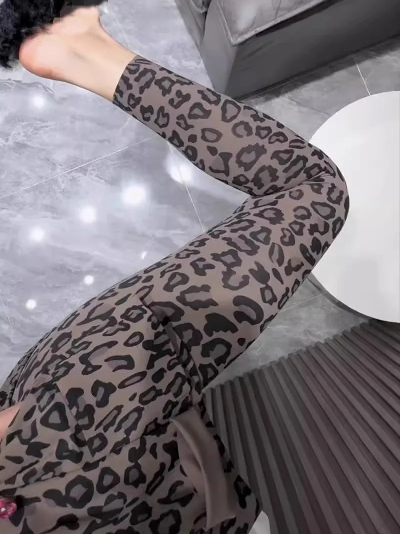 Cintura alta Thiened Fce Forrado Yoga Calças Femininas Outono Inverno Esportes Aptidão Boting Arca Pele Estampado Sl Ma...