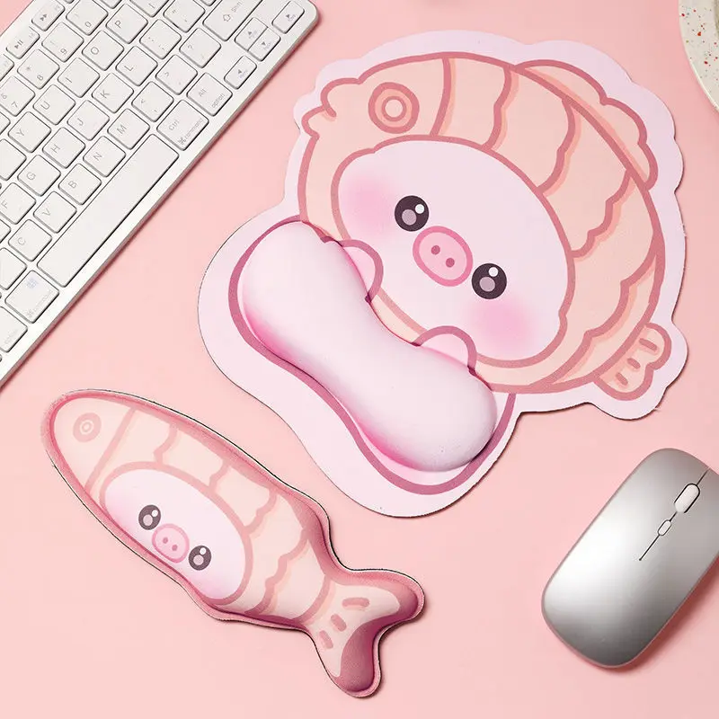 

New Arrival Cute Pig Pig Fish Office Learning Hand Support Wrist Mouse Pad Thickened Non-slip and Dirty Keyboard Pad Universal