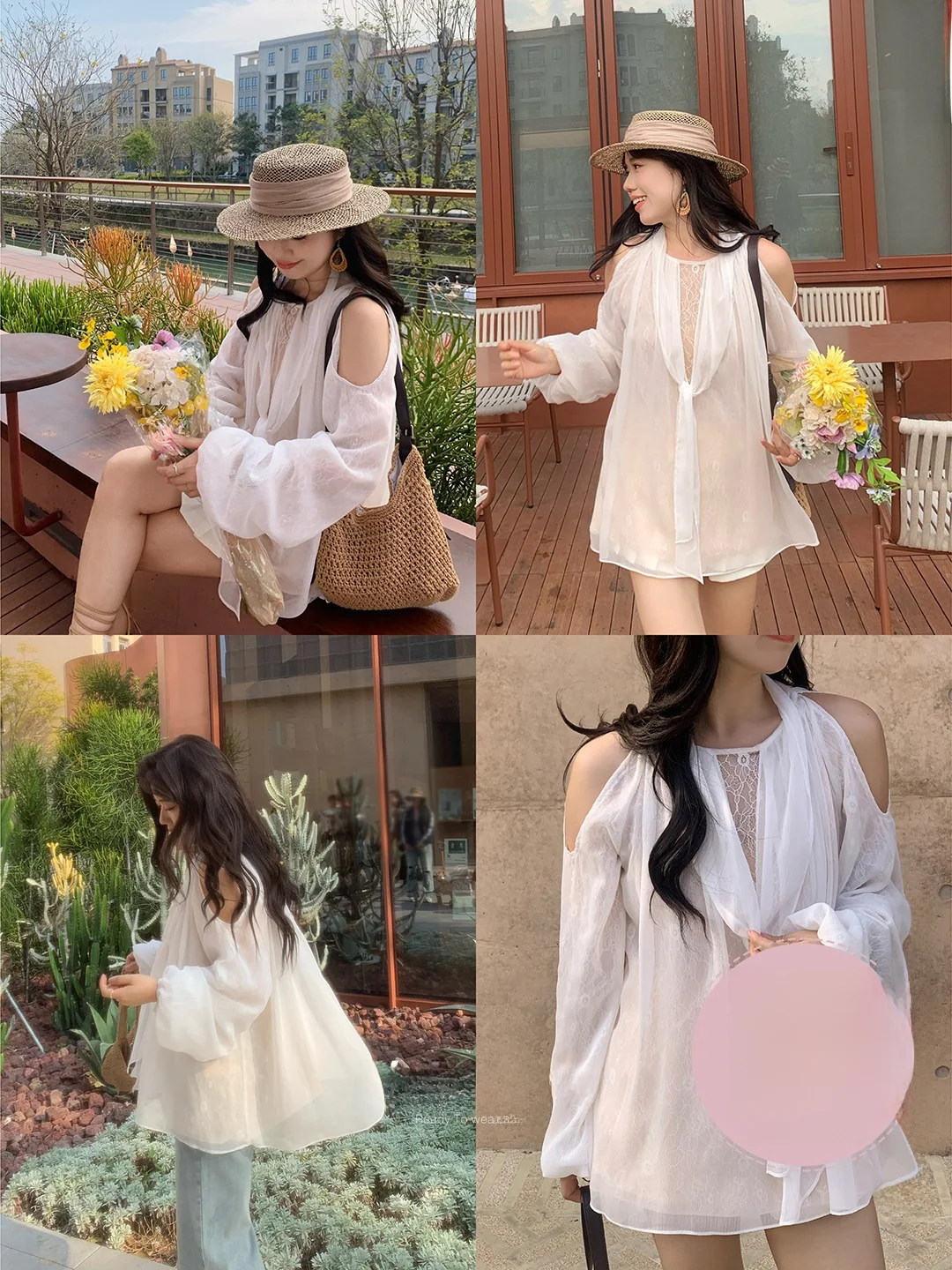 

Mimi Micro plus Size Lace oulder Hole Long Sve Top Casual Sle Pure Color Spring Faion for Women plus Size Clothes