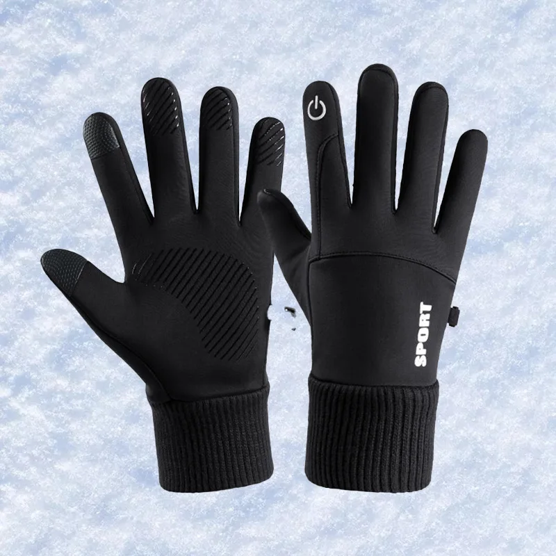 

Black Winter Warm Gloves Waterproof Windproof Cold Gloves Snowboard Motorcycle Riding Driving Warm Touchscreen Zipper Glove