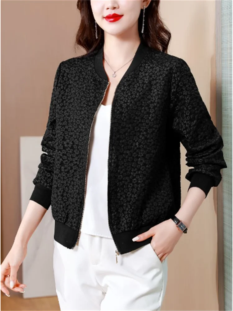 Fashion Short Jacket Women Coat Casual Ladies Jacket Cardigan Outwear Black Coats Woman Clothes Jacket Standing collar Zip Coat