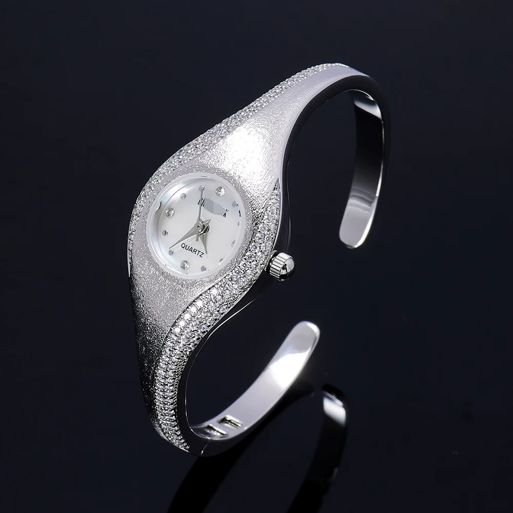 

TIRIM Bracelet Watch for Women Matt Cubic Zircon Bangle Watch Sandblast Finish Womans Watchs Wedding Bridal Party Hand Jeweley