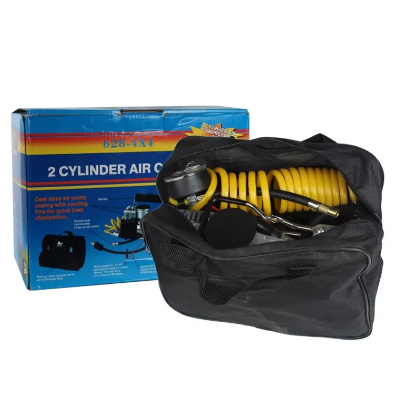 Двухцилиндровый автомобильный воздушный компрессор высокого давления 12 В для автомобильных шин Портативный воздушный насос 150 фунтов на квадратный дюйм