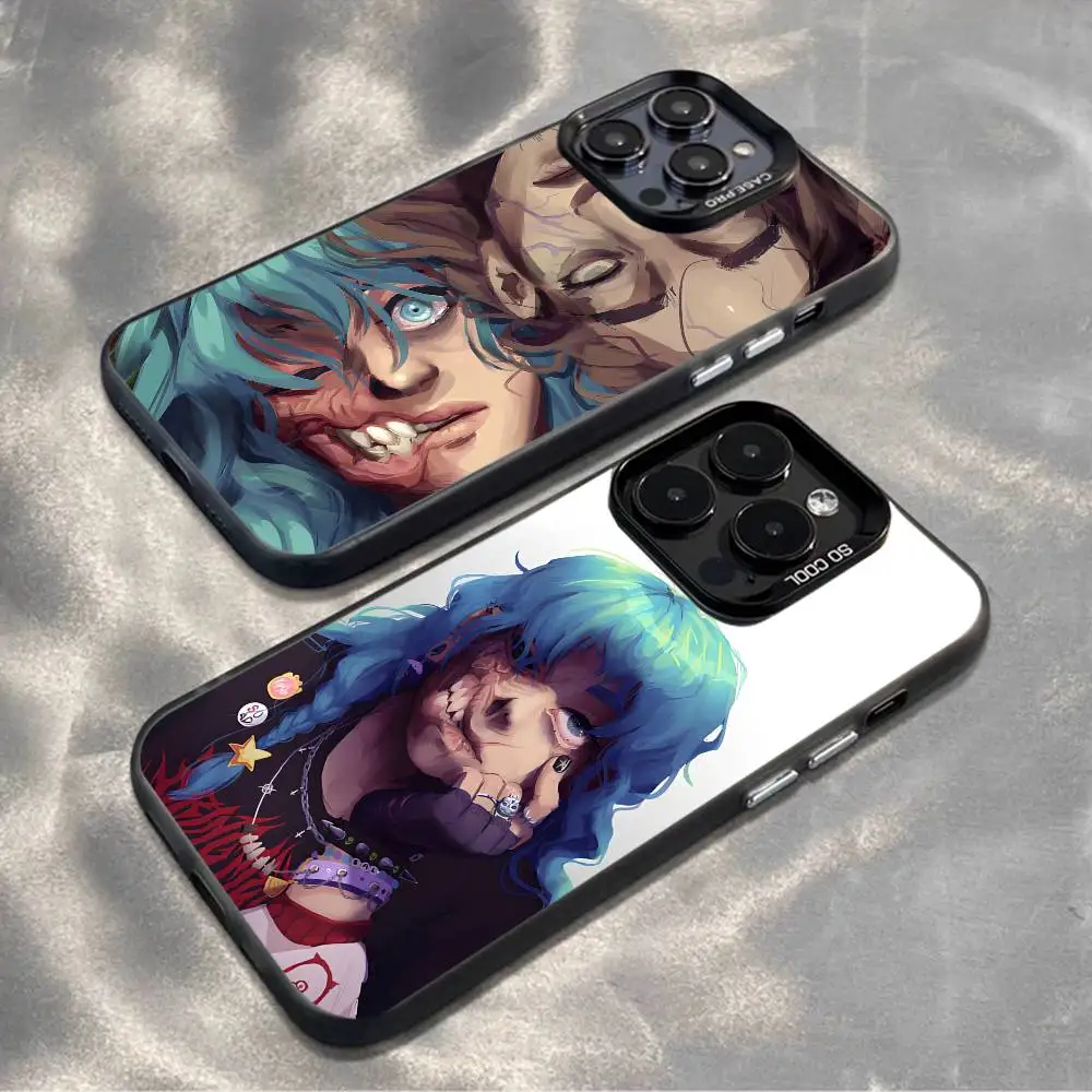 حافظة هاتف كارتون S-Sally Face SF لهواتف iPhone 16,15,14,13,12,11,Mini,Pro,MAX,plus,غطاء أسود غير لامع مقاوم للصدمات