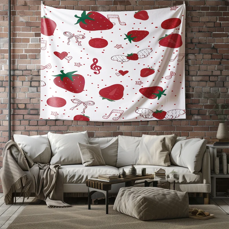 Polyester Wall Tapestry,Ultra-Soft,Multi-Sizes,Easy Hanging & Installation,Durable,Pink Bows and Light Pink Polka Dots