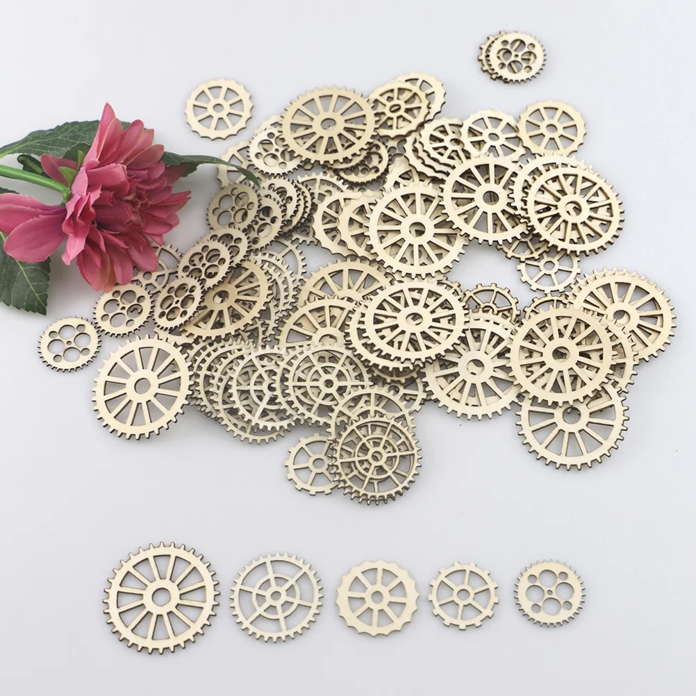 

100Pcs Wooden Slice Creative Hollow Out Carved Pieces for DIY Crafts Home Party Decoration Creative Handcrafts Gift for