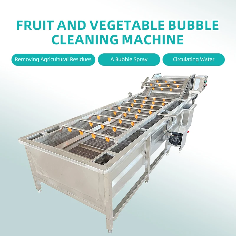 Commercial 304 Stainless Steel Washer Cucumber Strawberry Tomato Orange Root Apple Carrot Washing Air Bubble Cleaning Machine