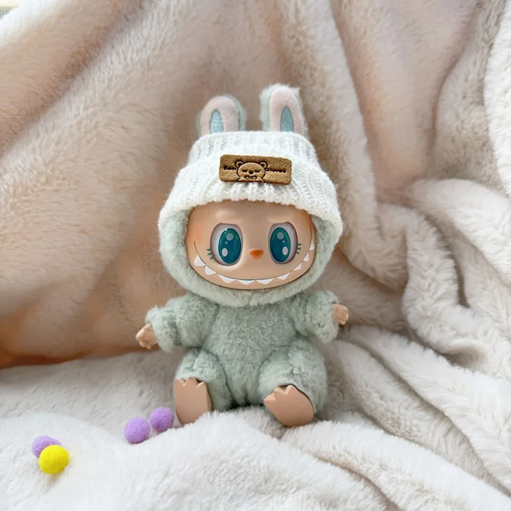 

For 15-17cm Labubu Doll Accessories Outfit Clothes Bear Label Hat Love Sweater Set Cute Decoration Little Clothes Toy Collectors