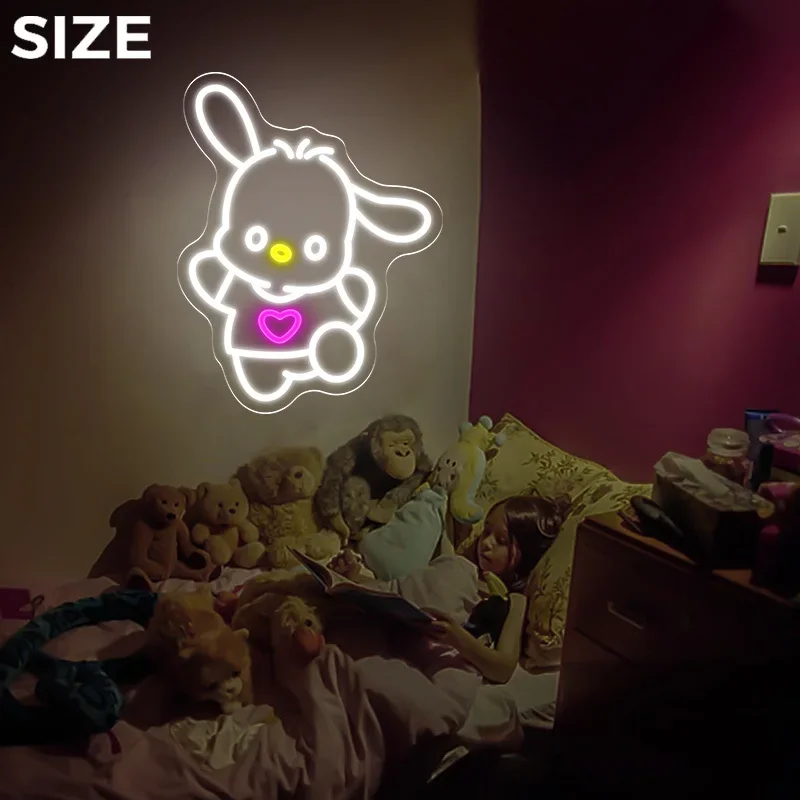 سانريو ضوء النيون Kawaii Pochacco LED النيون تسجيل USB عكس الضوء لغرفة النوم غرفة الألعاب الأطفال موضوع ديكور الحفلات هدية عيد ميلاد #3