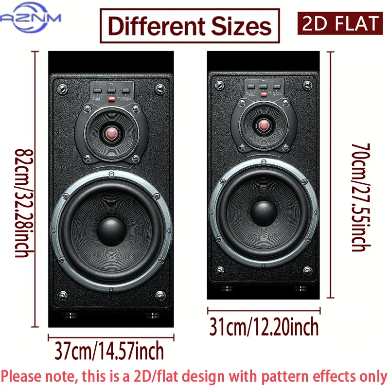Self-Adhesive PVC Decorative Sticker for a 2D/Flat One-Piece Speaker Design Trash Can, Featuring a Waterproof And Scratch-Resi