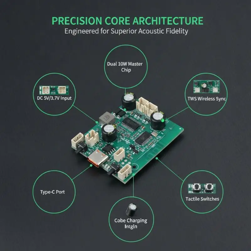 TWS Stereo Audio Power Amplifier Board DC 3.7-5V Dual Channel Bluetooth Module for Home Speaker Upgrade