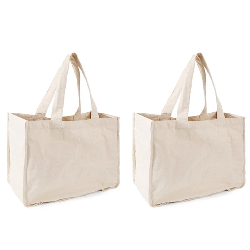 

Canvas Grocery Shopping Bags With Handles Washable Organic Cotton Grocery Tote Bags Big Reusable Shopping Grocery Bags