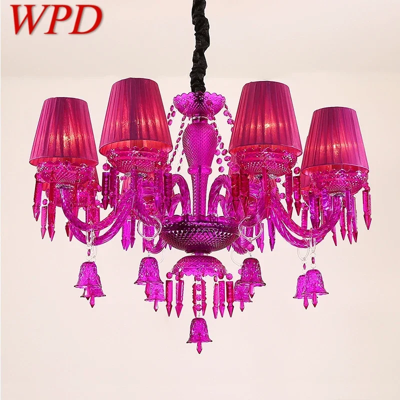 

WPD European Style Crystal Pendent Lamp Purple Candle Lamp Luxurious Living Room Restaurant Bedroom Clothing Store Chandelier